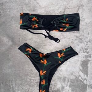 Floral Black Bikini Set
